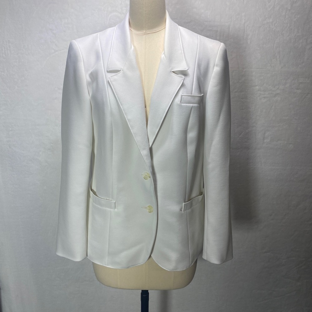 VTG 1970's Sears White Perma Press Polyester Blazer Size 14 Satin Lining